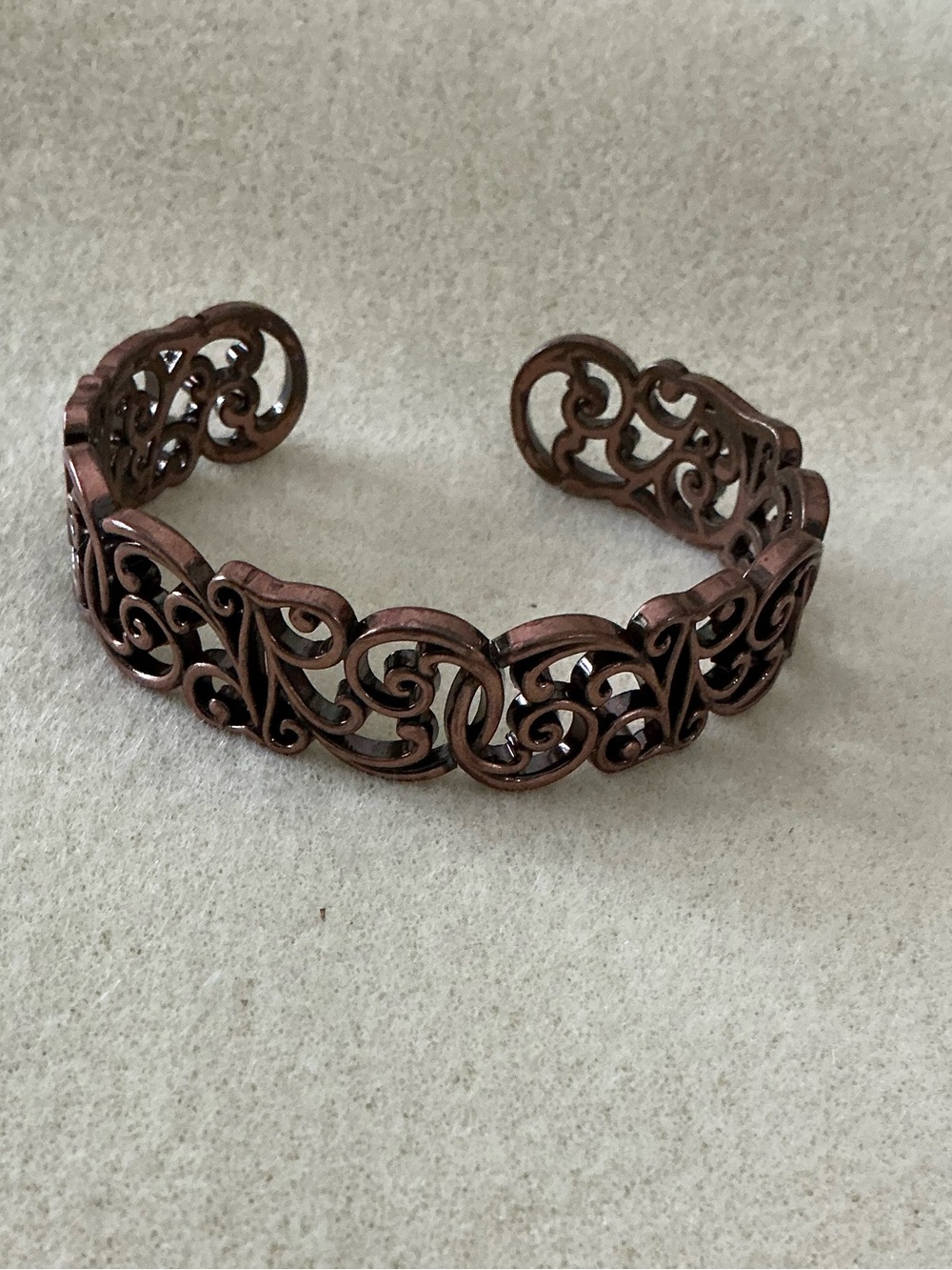 Elegant Filigree Open Cuff Bracelet - Rose Copper Tone